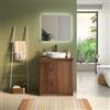 DEGHI Mobile bagno a terra 80 cm rovere deciso cannettato con ante e top - Clark