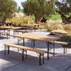 DEGHI Set pranzo stile birreria tavolo 200x80 cm e 2 panche in acciaio nero e legno - Noize
