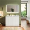 DEGHI Mobile bagno a terra 120 cm bianco opaco cannettato con ante e lavabo - Clark