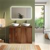 DEGHI Mobile bagno a terra 120 cm rovere deciso cannettato con ante e top - Clark