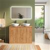 DEGHI Mobile bagno a terra 120 cm rovere gold cannettato con ante e top - Clark