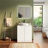 DEGHI Mobile bagno a terra 80 cm bianco opaco cannettato con ante e top in solid surface - Clark