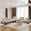 DEGHI Divano angolare 5 posti in tessuto olefin beige e alluminio antracite - Haven