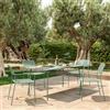 DEGHI Set pranzo con tavolo 150x80 cm e 4 sedie con braccioli in acciaio verde marino - Faber