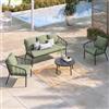 DEGHI Set relax 5 posti in alluminio antracite e corda verde con cuscini verde - Aspera