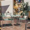 DEGHI Set bistrot tavolo 60x60 cm e 2 sedie in acciaio verde marino - Faber