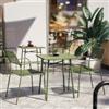 DEGHI Set bistrot tavolo 60x60 e 2 sedie con braccioli in acciaio verde oliva - Faber