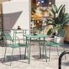 DEGHI Set bistrot tavolo 60x60 e 2 sedie con braccioli in acciaio verde marino - Faber
