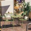 DEGHI Set bistrot tavolo 70x70 cm e 2 sedie in acciaio verde oliva - Faber