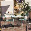 DEGHI Set bistrot tavolo 70x70 cm e 2 sedie in acciaio verde marino - Faber
