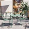 DEGHI Set bistrot tavolo 70x70 e 2 sedie con braccioli in acciaio verde marino - Faber