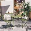 DEGHI Set bistrot tavolo 70x70 cm e 2 sedie pieghevoli in acciaio verde oliva - Faber