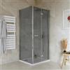 DEGHI Box doccia 85x95 cm a soffietto vetro anticalcare fumé e profilo cromo 195h - Flexy