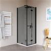 DEGHI Box doccia 85x75 cm a soffietto vetro anticalcare fumé e profilo nero opaco 195h - Flexy