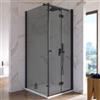 DEGHI Box doccia 85x80 cm a soffietto vetro anticalcare fumé e profilo nero opaco 195h - Flexy