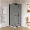 DEGHI Box doccia 85x85 cm a soffietto vetro anticalcare fumé e profilo nero opaco 195h - Flexy