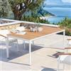DEGHI Tavolo da esterno allungabile 200/300x100 cm in alluminio bianco e top in legno teak - Nordes