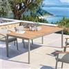 DEGHI Tavolo da esterno allungabile 200/300x100 cm in alluminio tortora e top in legno teak - Nordes