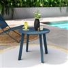 DEGHI Tavolino da giardino rotondo 50 cm in acciaio blu oceano - Goblin