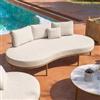 DEGHI Divano da giardino 3 posti in alluminio effetto legno e cuscini in tessuto olefin beige - Keanu