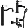 JACUZZI - RUBINETTERIA Set miscelatori lavabo bidet e vasca con doccino Jacuzzi - Rubinetteria BRERA nero opaco e bianco