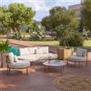 DEGHI Set relax 5 posti in alluminio effetto legno con cuscini tessuto olefin beige - Keanu