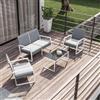 DEGHI Set relax 4 posti in acciaio bianco e polyrattan grigio con cuscini grigio chiaro - Jerez