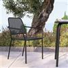 DEGHI Sedia da giardino con braccioli in metallo nero linea squadrata - Dama