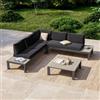 DEGHI Set relax angolare antracite con tavolino in alluminio e polywood - Stephane
