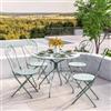 DEGHI Set pranzo tavolo rotondo 90 e 4 sedie pieghevoli in metallo verde - Loren