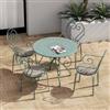 DEGHI Set pranzo tavolo rotondo 90 cm e 4 sedie con braccioli in metallo verde - Loren