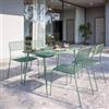 DEGHI Set pranzo tavolo 70x120 cm e 4 sedie in acciaio verde marino - Faber