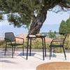 DEGHI Set bistrot tavolo 70x70 cm e 2 sedie con braccioli squadrate in metallo nero - Dama