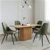 DEGHI Tavolo da pranzo 160x90 cm con top rovere e base cannettata - Raul
