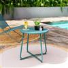 DEGHI Tavolino da giardino rotondo 45 cm in acciaio blu pavone - Emoji