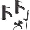 JACUZZI - RUBINETTERIA Set miscelatori lavabo + bidet + vasca con accessori nero opaco Gun di Jacuzzi - Rubinetteria
