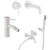 JACUZZI - RUBINETTERIA Set miscelatori lavabo a muro + bidet + vasca con accessori bianco opaco Gun di Jacuzzi - Rubinetteria