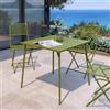 DEGHI Tavolo da esterno 80x80 cm in acciaio verde oliva - Faber