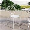 DEGHI Sedia da giardino con braccioli impilabile in metallo bianco - Loren
