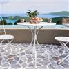 DEGHI Tavolo da giardino rotondo 70 cm in metallo bianco - Loren
