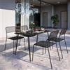 DEGHI Set pranzo tavolo 70x120 cm e 4 sedie in acciaio nero - Faber