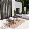 DEGHI Set bistrot tavolo pieghevole 60x60 cm e 2 sedie con braccioli in acciaio nero - Faber