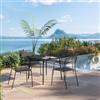 DEGHI Set pranzo tavolo 80x80 cm e 4 sedie in acciaio nero - Faber