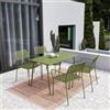 DEGHI Set pranzo tavolo 70x120 cm e 4 sedie con braccioli in acciaio verde oliva - Faber