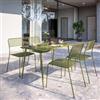 DEGHI Set pranzo tavolo 70x120 cm e 4 sedie in acciaio verde oliva - Faber