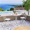 DEGHI Set bistrot tavolo rotondo 70 cm e 2 sedie pieghevoli in metallo bianco - Loren