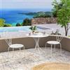 DEGHI Set bistrot tavolo rotondo 70 cm e 2 sedie in metallo bianco - Loren