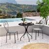 DEGHI Set bistrot tavolo rotondo 70 cm e 2 sedie in metallo nero - Loren