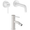 JACUZZI - RUBINETTERIA Coppia miscelatori Jacuzzi - Rubinetteria Gun lavabo a parete e bidet in ottone opaco bianco