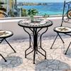DEGHI Tavolino da giardino rotondo 60 cm in metallo nero e top con mosaico - Otranto